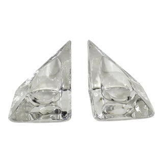 Vintage Pair of Nybro Sweden Volcano Crystal Candleholder Bookends Designed by Tord Kjellstrom For Sale