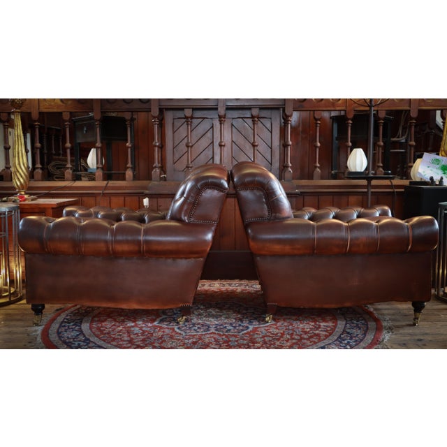 Brown Bulgari Club Chairs in Leather from George Smith, 2010s, Set of 2 For Sale - Image 8 of 18