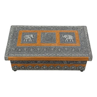 1960's Copper Box ⸻ Vintage Indian Metal-Clad Jewelry Box With Velvet Lining For Sale