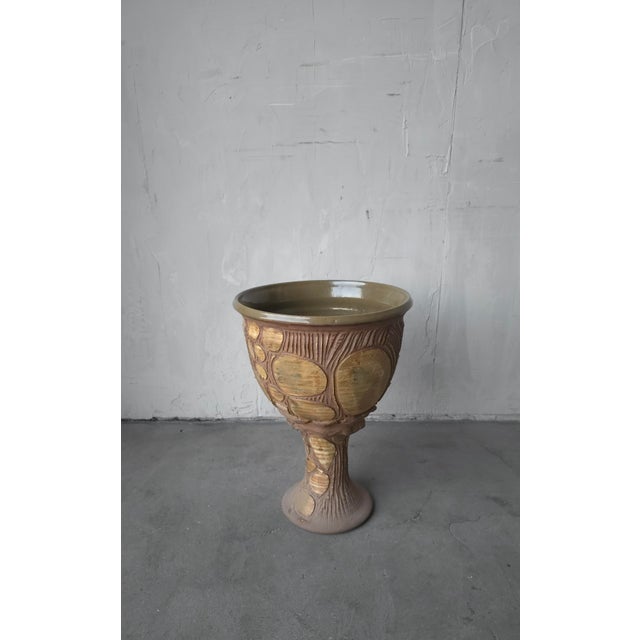 This is a super RARE, Mid Century Ceramic Goblet Floor Planter. This is a large scale piece of Mid Century pottery...