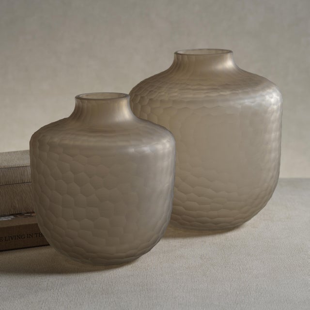 Curved forms with subtle honeycomb design create a warm and contemporary look with Albinen Glass Vase. The simple...