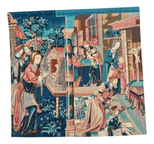 Vintage French Screen Printed Tapestry, 1970s