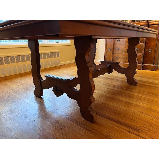 Lane Furniture 1990s Walnut Extendable Trestle Dining Table From the Hearst Castle Collection by Lane For Sale - Image 4 of 10