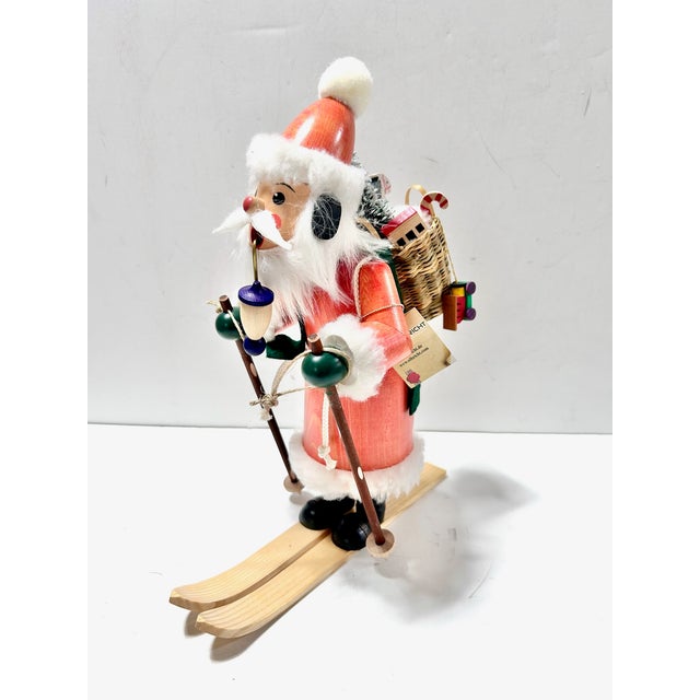 Christian Ulbricht German Santa Nutcracker on Skis - Erzgebirge Hand Carved Wooden Smoker - Vintage Alpine Holiday Decor For Sale - Image 4 of 13