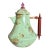 Vintage 1995 Camp Mackenzie Childs Green Floral Coffee Pot/Kettle With Wood Handle and Lid For Sale