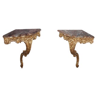 Louis XV Style Corner Console Tables, Set of 2 For Sale
