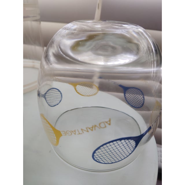 1970s Barware Roly Poly Glasses Blue Yellow Rackets - 5 pcs For Sale In Houston - Image 6 of 18