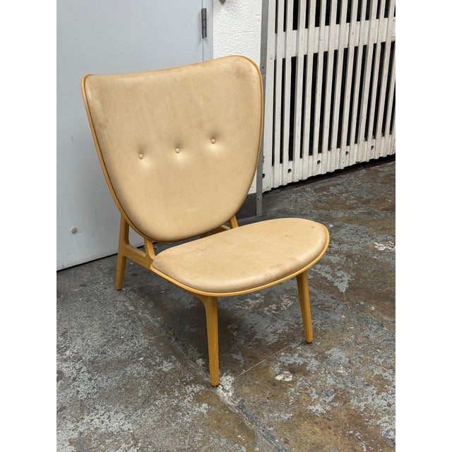 2020s Norr11 Elephant Vintage Leather Lounge Chair, Natural Oak For Sale - Image 5 of 12