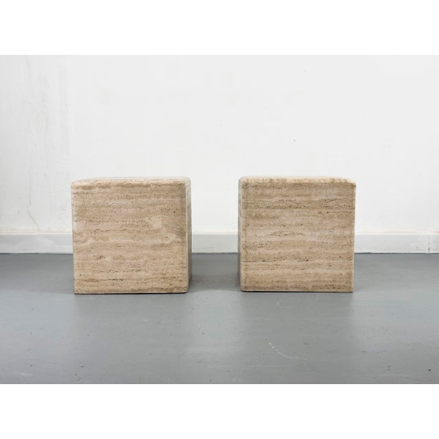 Vintage Travertine Cube Side Table, 1970s For Sale - Image 4 of 12