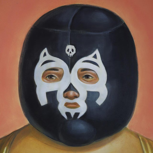 Circa 1970, we offer this rare Mexican Wrestler Acrilic Painting.