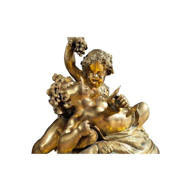 Gilded Bronze Allegory of Harvest with Two Children Figurine, 1880s For Sale - Image 11 of 13