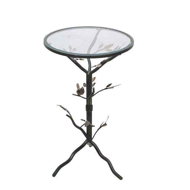 Black Late 20th Century Metal and Glass Bird Themed Pier 1 Side Table For Sale - Image 8 of 11