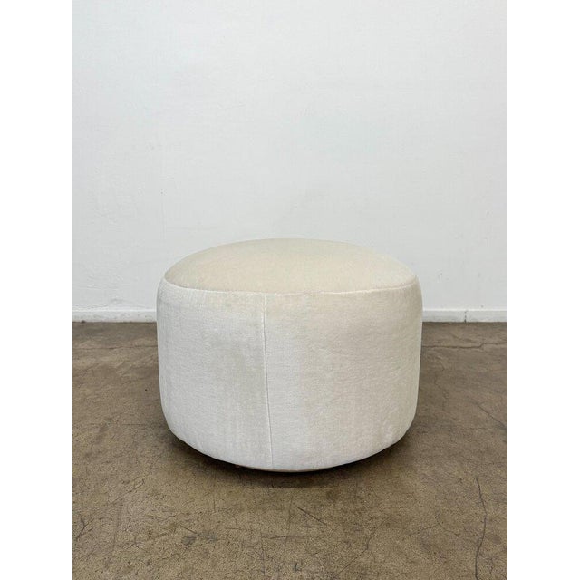 Modern White Mohair Ottoman For Sale - Image 4 of 8