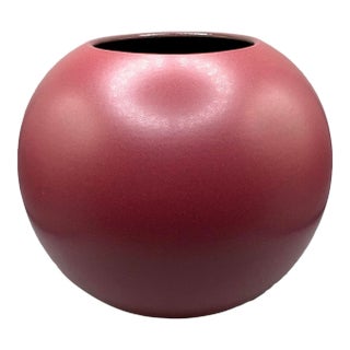 Vintage German Scheurich Keramic Magenta Ball Spherical Post Modern Vase For Sale