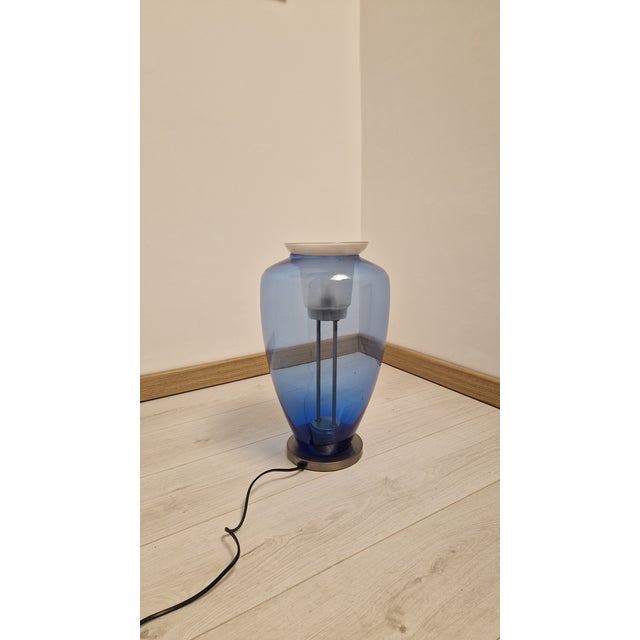Umberto Riva Blue Murano Glass Table Lamp in the style of Umberto Riva Barovier & Toso, 1990s For Sale - Image 4 of 18