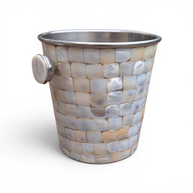 Late 20th Century Coastal Mother of Pearl Ice Bucket For Sale - Image 5 of 11