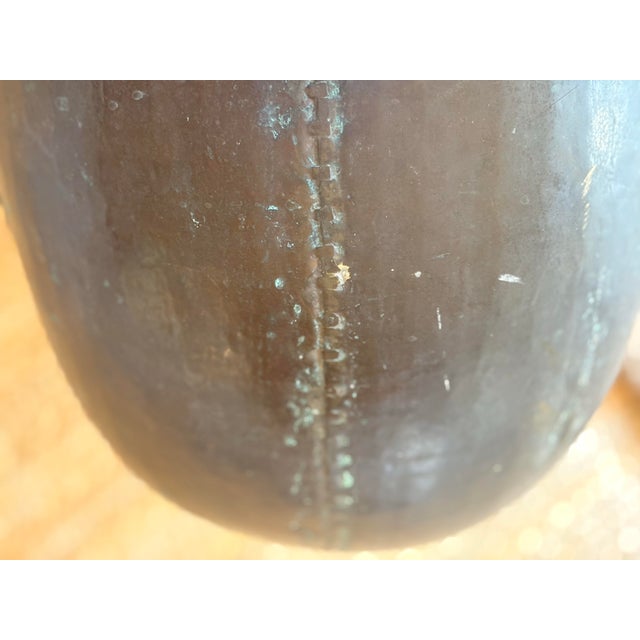 Large Antique Copper Orb Jardiniere For Sale - Image 10 of 12