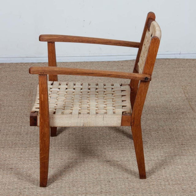 Armchair in Oak and Rope, 1900s For Sale - Image 3 of 8
