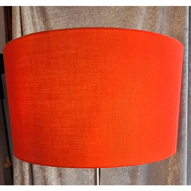 Black Vintage Brutalist Floor Lamp with Metal Base and Red Fabric Shade, 1970s For Sale - Image 8 of 9