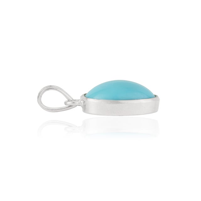 Not Yet Made - Made To Order Vibrant Oval 4.7 Ct Natural Turquoise Bezel Set 925 Silver Pendant for Her For Sale - Image 5 of 13