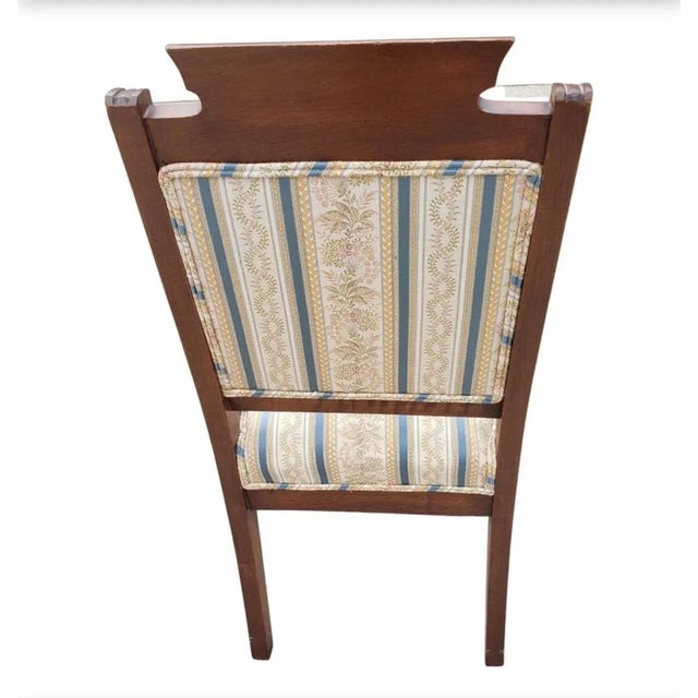 Wood Antique Victorian Striped Upholstered Chairs, Circa 1890s For Sale - Image 7 of 9