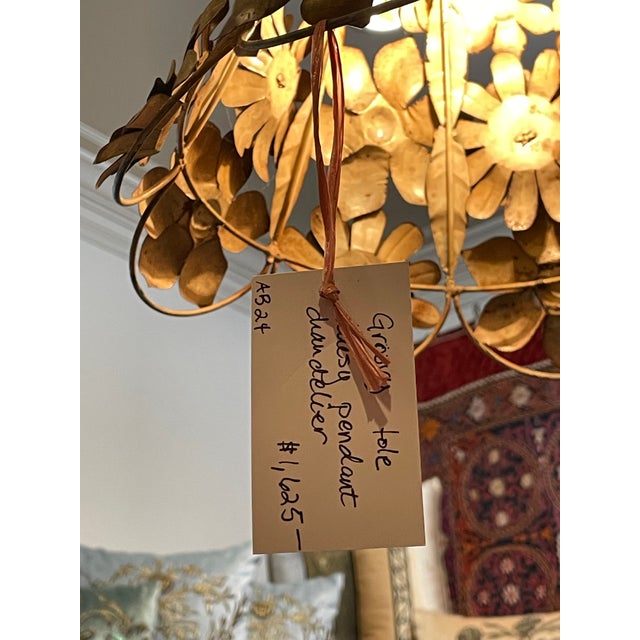 1970s Tole Flower Pendant Light For Sale In New Orleans - Image 6 of 8