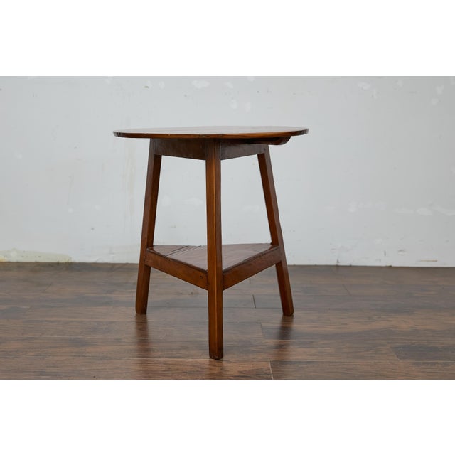 Brown 19th Century English Pine Cricket Table with Circular Top and Tripod Base For Sale - Image 8 of 12