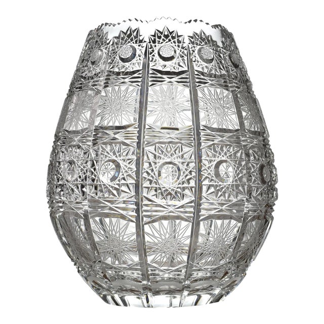 Late 20th Century Bohemian Queen Lace Crystal Cut Vase For Sale