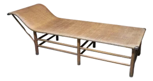 Beautiful Mid Century 1950s Craftsman Style Rattan Chaise Longue by j.b. Van Sciver Co.