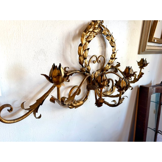 Mid 20th Century Italian Gilt Candelabra For Sale - Image 9 of 10