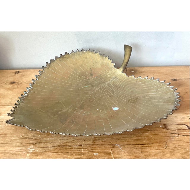 Mid 20th Century Vintage Large Brass Leaf Tray For Sale - Image 5 of 12