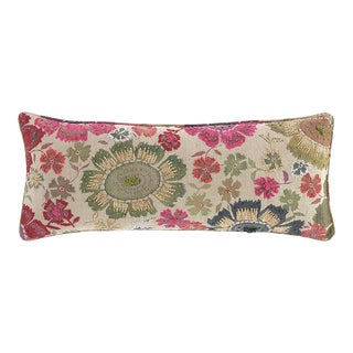Pine Cone Hill by Annie Selke Peruvian Floral Embroidered Multi Pillow, 35"x15" For Sale