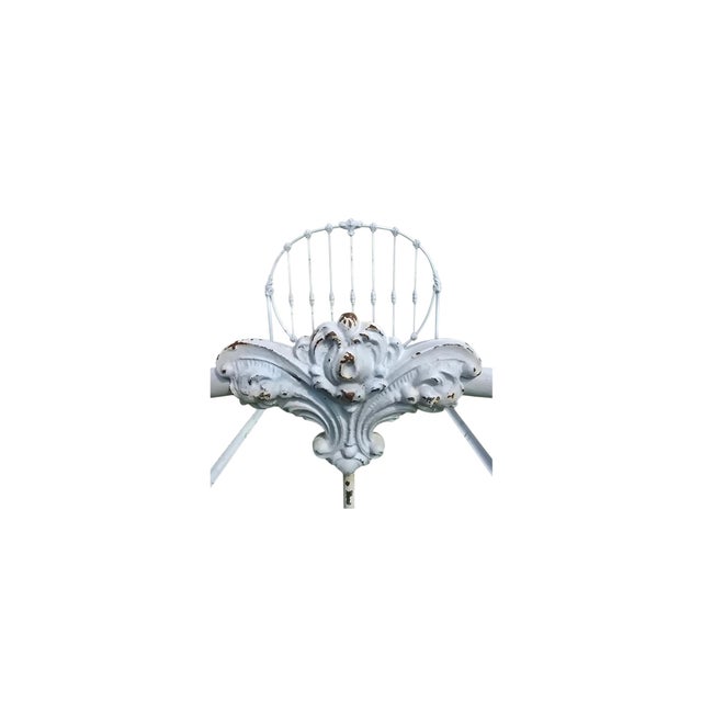 White Antique American Victorian Cast Iron Bed (Full Size) For Sale - Image 8 of 12