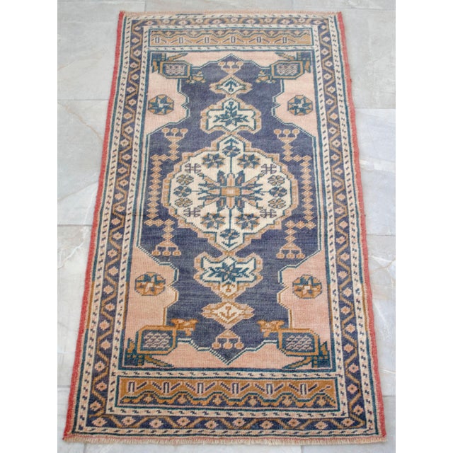 1970s Hand Knotted Door Mat, Entryway Rug, Bath Mat, Kitchen Decor, Small Rug, Turkish Rug - 2′0″ × 4′2″ For Sale - Image 4 of 9