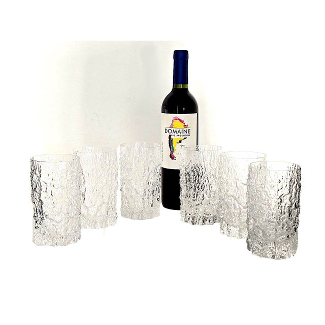 Glass Vintage Whitefriars Glassworks Glacier/Bark Textured Highball Glasses Designed by Geoffrey Baxter, Set of 6 For Sale - Image 7 of 13