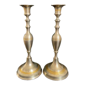 Vintage Brass Candlesticks in Gold and Silver Finish - a Pair