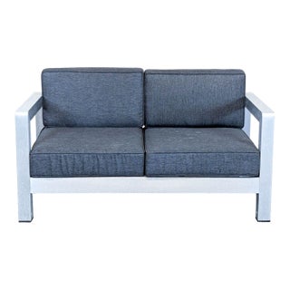 Christopher Knight Aviara Modern Gray Cushioned 2-Seater Chair With Aluminum Frame, Attributed For Sale