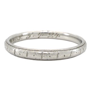 Art Deco Antique Platinum Wedding Band, Stacking Ring, Size 7.75 For Sale