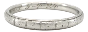 Art Deco Antique Platinum Wedding Band, Stacking Ring, Size 7.75