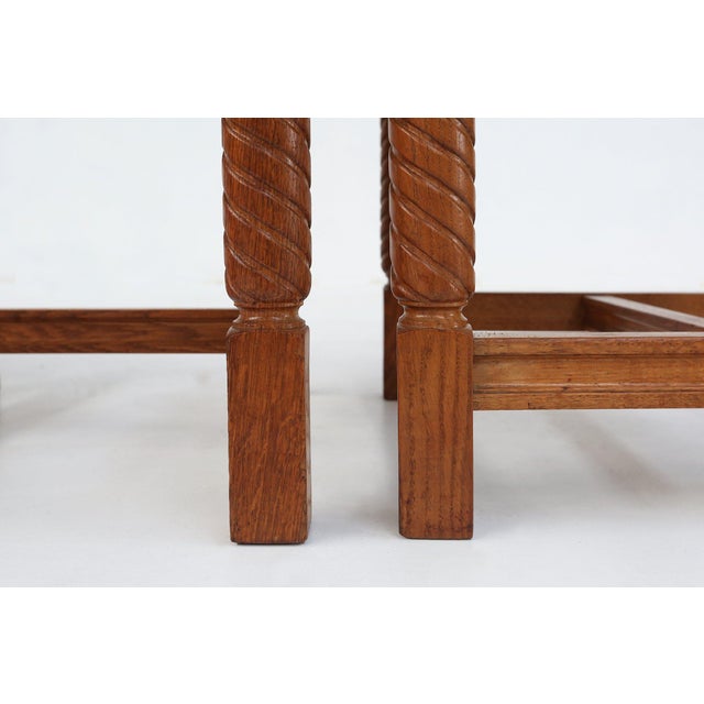 Art Deco Dining Room Charis in Oak and Leather, 1940s, Set of 8 For Sale - Image 3 of 9