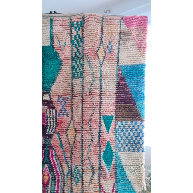 Contemporary Rose Clay Patchwork Wool Moroccan Rug For Sale - Image 10 of 18