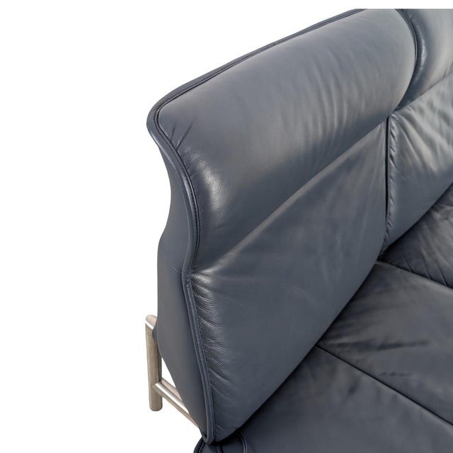 Mid-Century Sofa DS 450 in Leather Black Blue from de Sede For Sale - Image 12 of 15
