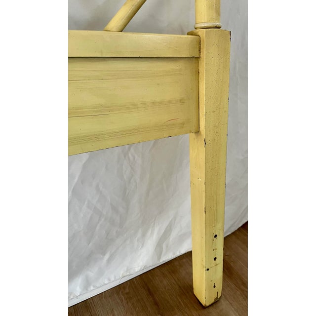 Light Yellow Vintage Chinoiserie Henry Link Faux Bamboo Twin Headboard For Sale - Image 8 of 10