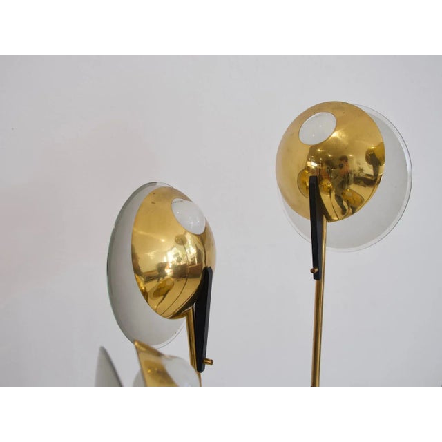 Metal, Wood, & Brass Floor Lamp with Five Lights from Stilnovo, 1950s For Sale - Image 9 of 12