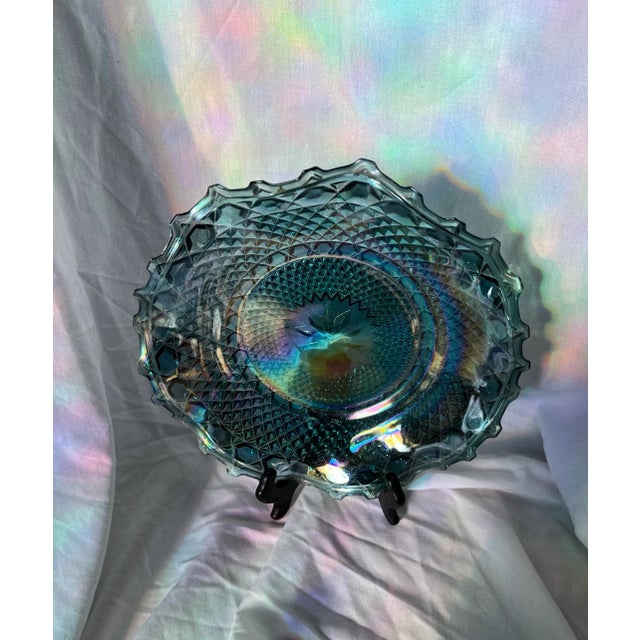 Mid-Century Modern 1950s Indiana Glass Carnival Glass Plate Dish Catchall For Sale - Image 3 of 9