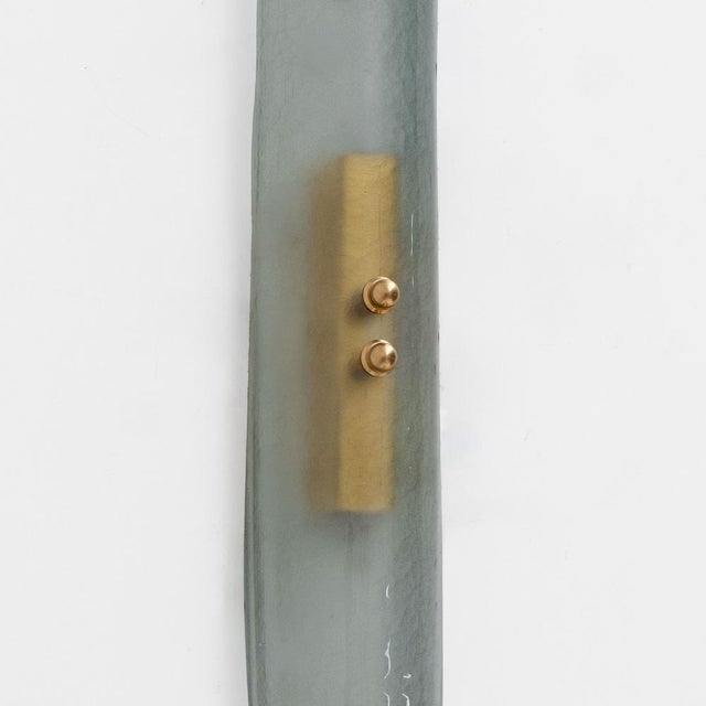 Mid-Century Modern Aqua Green Murano Glass Sconces in the style of Fontana Arte, 2000, Set of 2 For Sale - Image 6 of 9