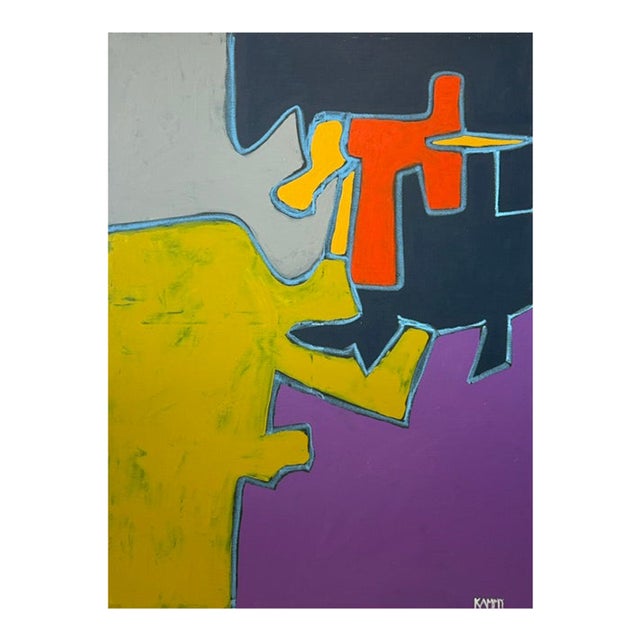 Large 36x48 Mid-Century Modern Abstract Color Block Acrylic Painting on Canvas For Sale