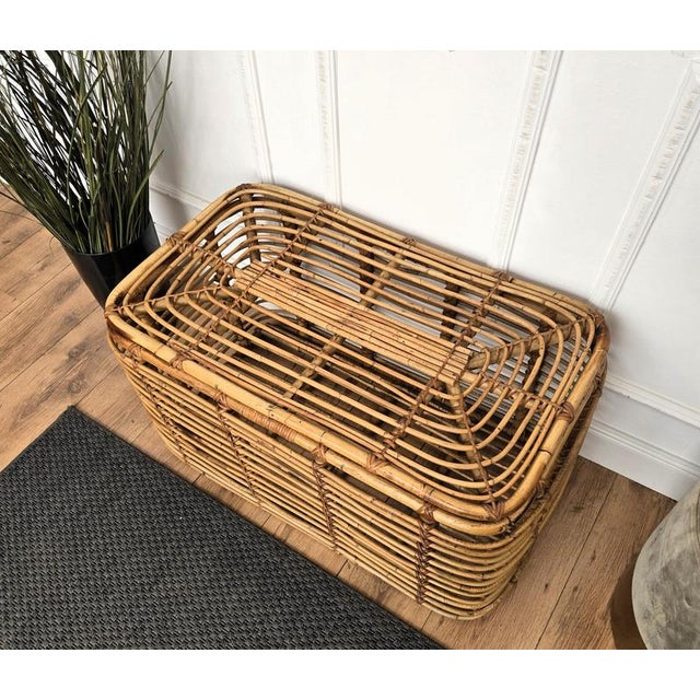 French Riviera Bamboo Rattan Basket Container, Italy, 1960s For Sale - Image 6 of 9