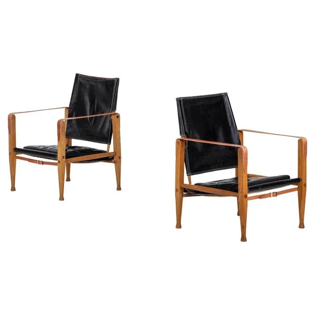 Set of Black Leather Safari Chairs attributed to Kaare Klint, 1950s For Sale - Image 12 of 12