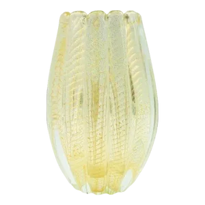 Mid Century Cordonato d'Oro Murano Glass Vase From Barovier & Toso, Italy, 1950s